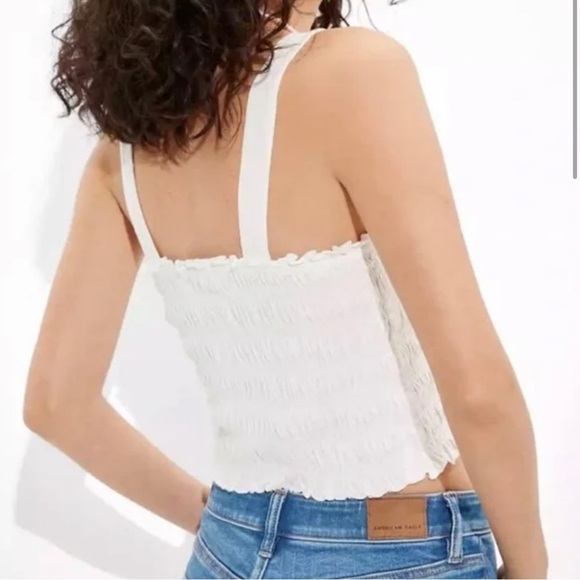 American Eagle Cropped Smocked Tank Top | Size Small - Picture 2 of 8
